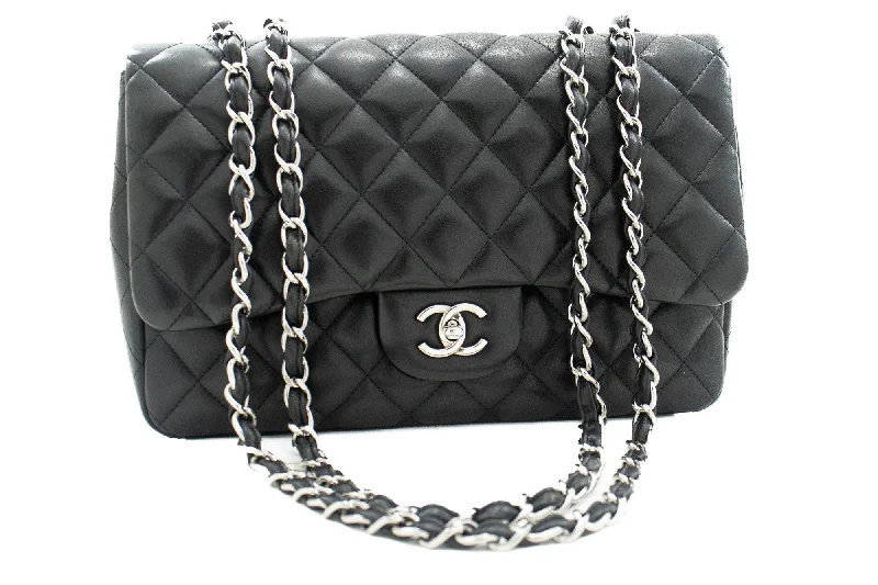 Chanel Luxury Handbag for High - End EventsChanel Luxury Handbag for High - End EventsCHANEL Classic Large 11" Chain Shoulder Bag Flap Black Lambskin