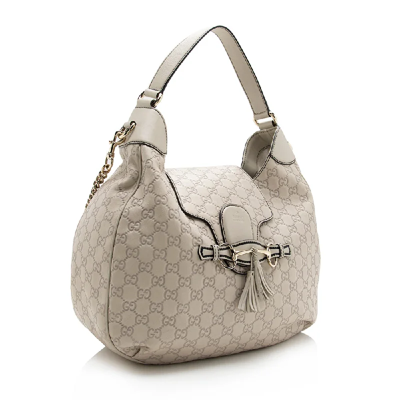 Women Gucci backpacks with a luxurious leather finishGucci Guccissima Leather Emily Hobo (SHF-15386)