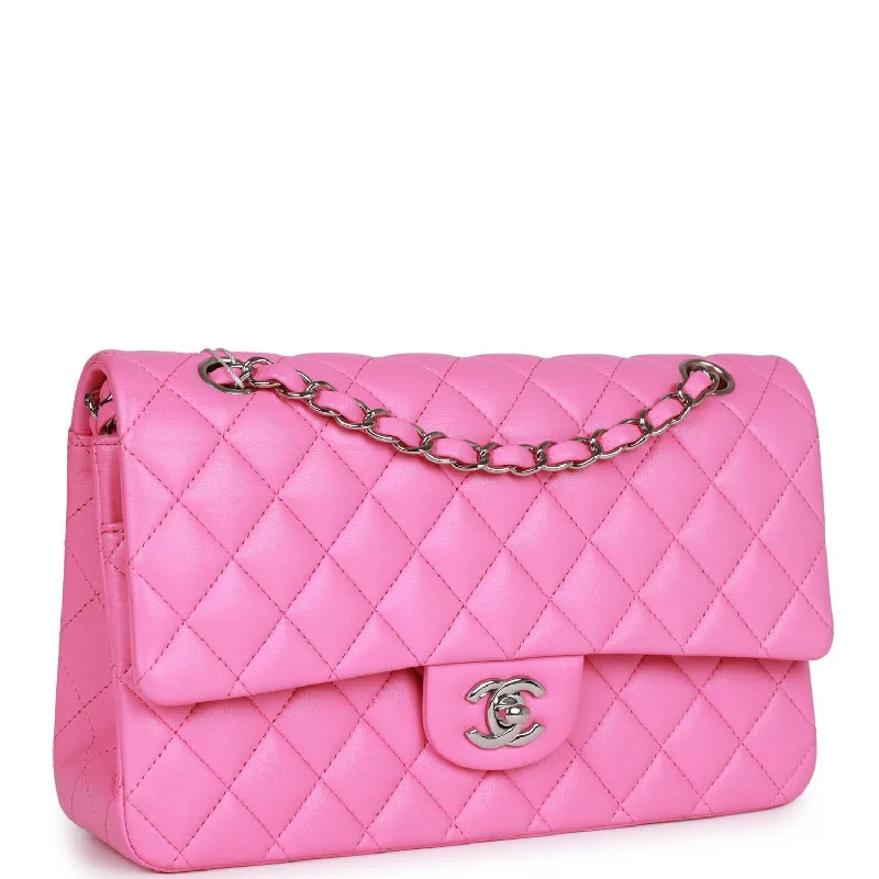 Chanel Lightweight Handbag for Daily ErrandsChanel Lightweight Handbag for Daily ErrandsPre-owned Chanel Medium Classic Double Flap Bag Neon Pink Lambskin Silver Hardware