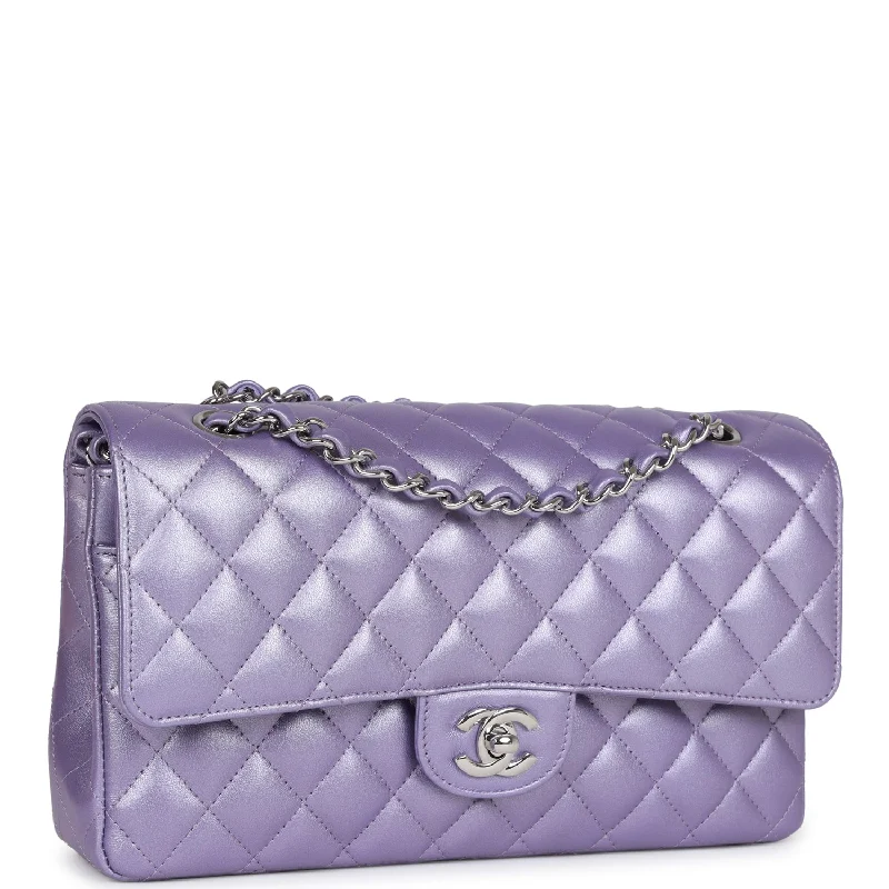 Chanel Vintage Inspired Handbag for Retro LoversChanel Vintage Inspired Handbag for Retro LoversChanel Medium Classic Double Flap Bag Purple Metallic Lambskin Silver Hardware