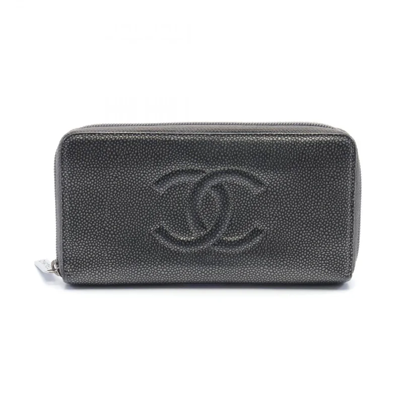 Chanel Small Crossbody Bag for TravelChanel Small Crossbody Bag for TravelCHANEL Coco Mark Round Long Wallet Caviar Skin Women's Gray