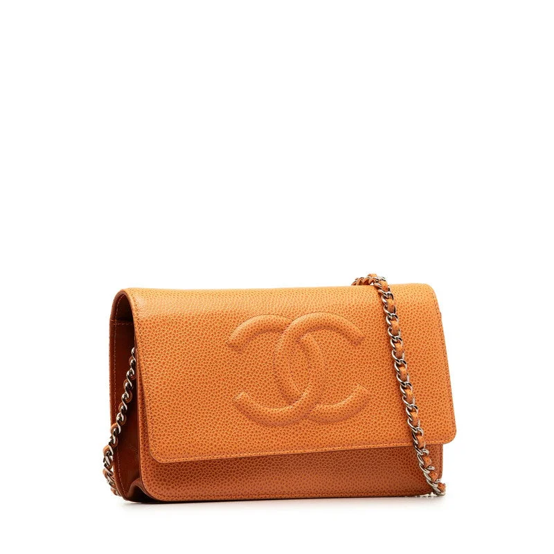 Chanel Lightweight Handbag for Daily ErrandsChanel Lightweight Handbag for Daily ErrandsChanel Coco Chain Wallet Shoulder Bag Orange Silver Caviar S  CHANEL