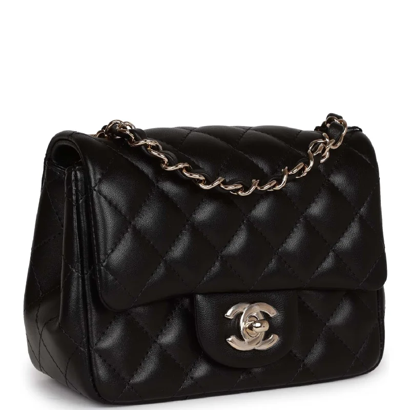 Chanel Luxury Handbag for High - End EventsChanel Luxury Handbag for High - End EventsChanel Mini Square Flap Bag Black Lambskin Light Gold Hardware