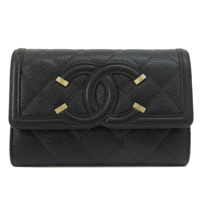 Chanel Designer Handbag with Unique DesignChanel Designer Handbag with Unique DesignCHANEL Coco Mark Bi-fold Wallet Caviar Skin Women's