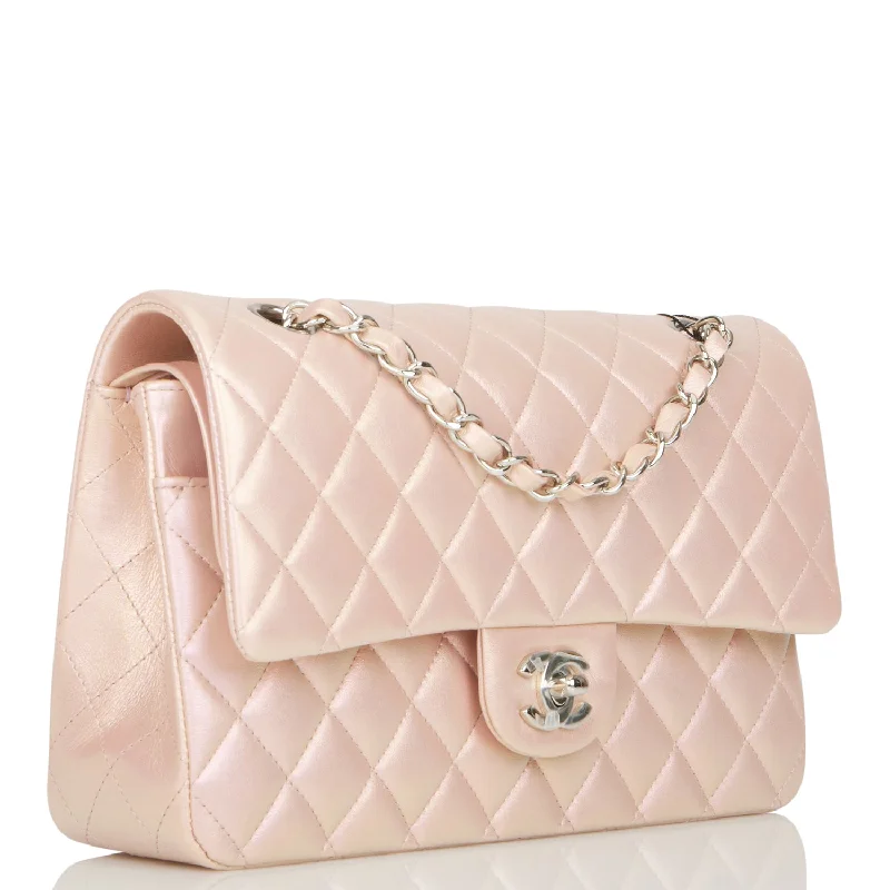 Chanel Luxury Handbag for High - End EventsChanel Luxury Handbag for High - End EventsChanel Medium Classic Double Flap Bag Pink Iridescent Lambskin Silver Hardware