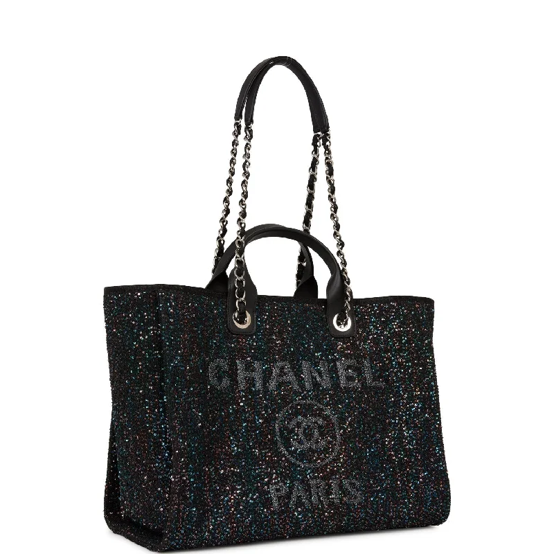 Chanel Classic Flap Bag for Evening PartyChanel Classic Flap Bag for Evening PartyChanel Large Deauville Shopping Bag Black Sequin Boucle Silver Hardware