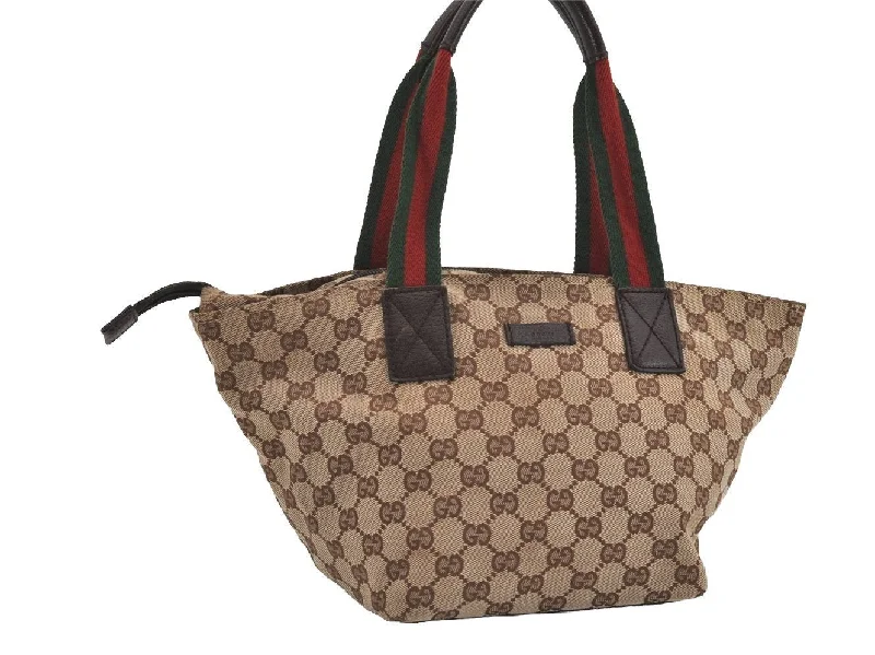 Ladies Gucci Dionysus bags with a chain - link shoulder strapAuthentic GUCCI Web Sherry Line Tote Bag GG Canvas Leather 131228 Brown 3521I