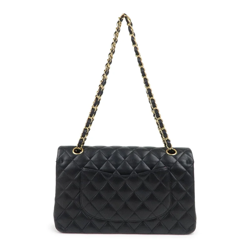 Chanel Handbag with Adjustable Strap for ComfortChanel Handbag with Adjustable Strap for ComfortCHANEL Lamb Skin Matelasse 25 Double Flap Bag Black A01112