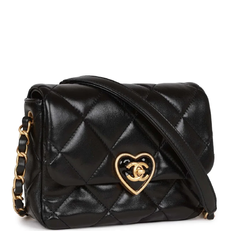 Chanel Luxury Handbag for High - End EventsChanel Luxury Handbag for High - End EventsChanel Heart Mini Flap Bag Black Lambskin Antique Gold Hardware