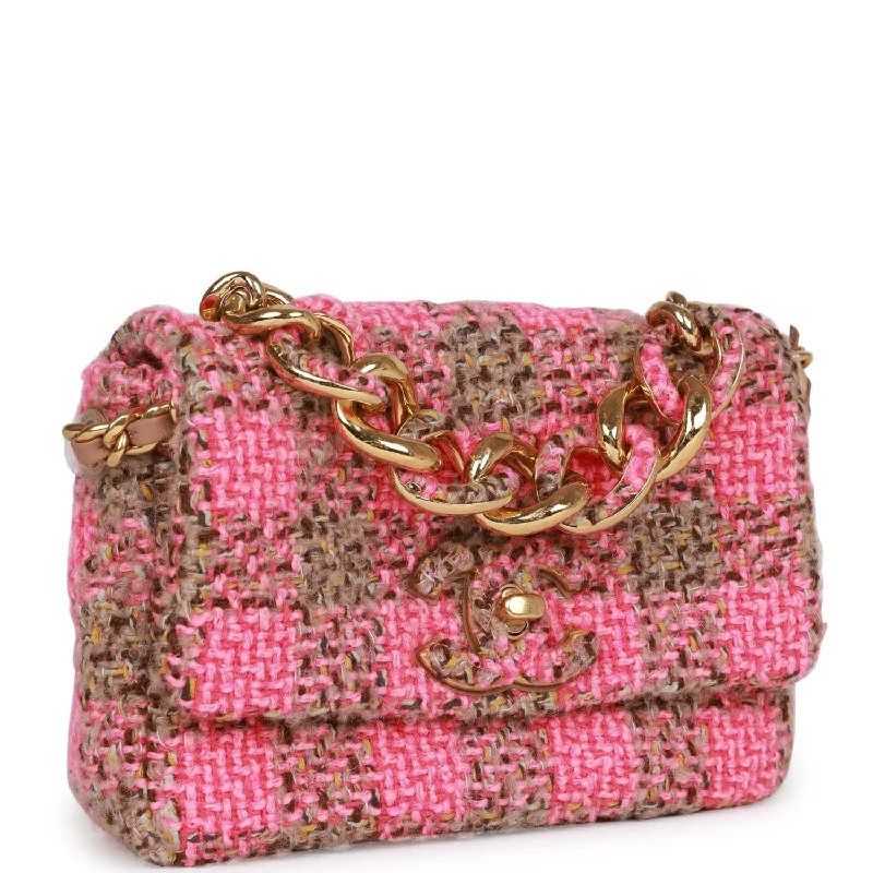 Chanel Designer Handbag with Unique DesignChanel Designer Handbag with Unique DesignChanel Small Elegant Chain Flap Bag Pink and Beige Tweed Gold Hardware