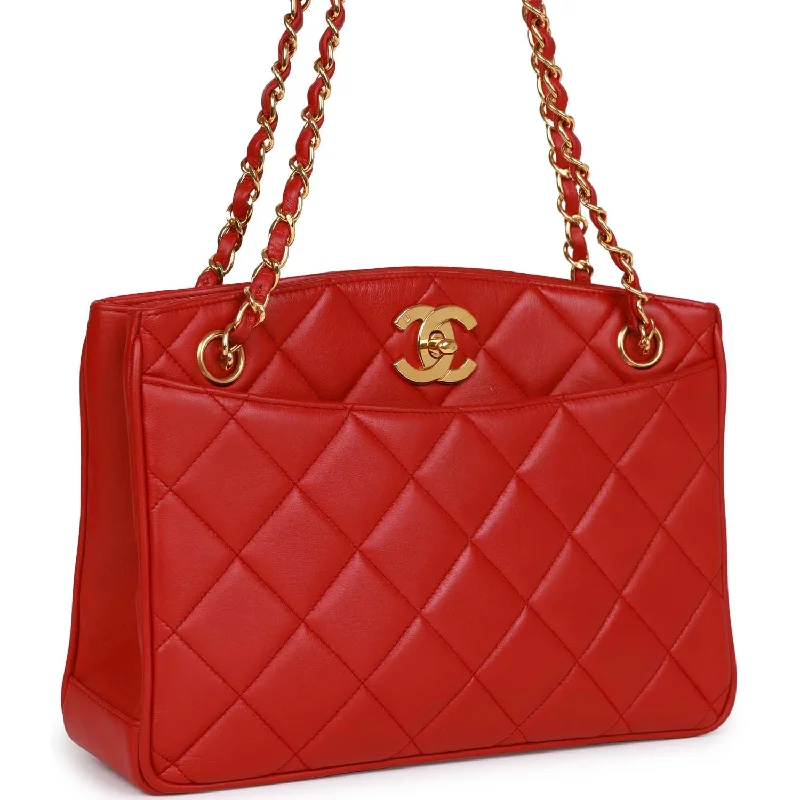 Chanel Quilted Leather Shoulder Bag for FashionistasChanel Quilted Leather Shoulder Bag for FashionistasVintage Chanel Mini Chain Tote Bag Red Lambskin Gold Hardware