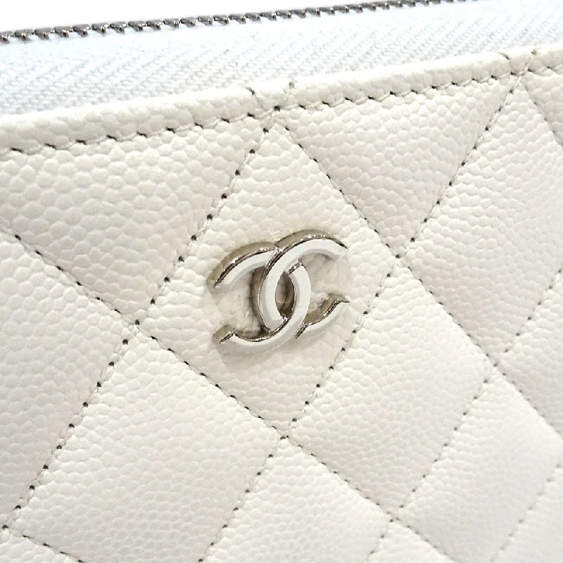 Chanel Handbag with Adjustable Strap for ComfortChanel Handbag with Adjustable Strap for ComfortCHANEL Classic Long Zip Wallet AP0242 Green  S Caviar Skin White Silver G  Round  Wallet Small s