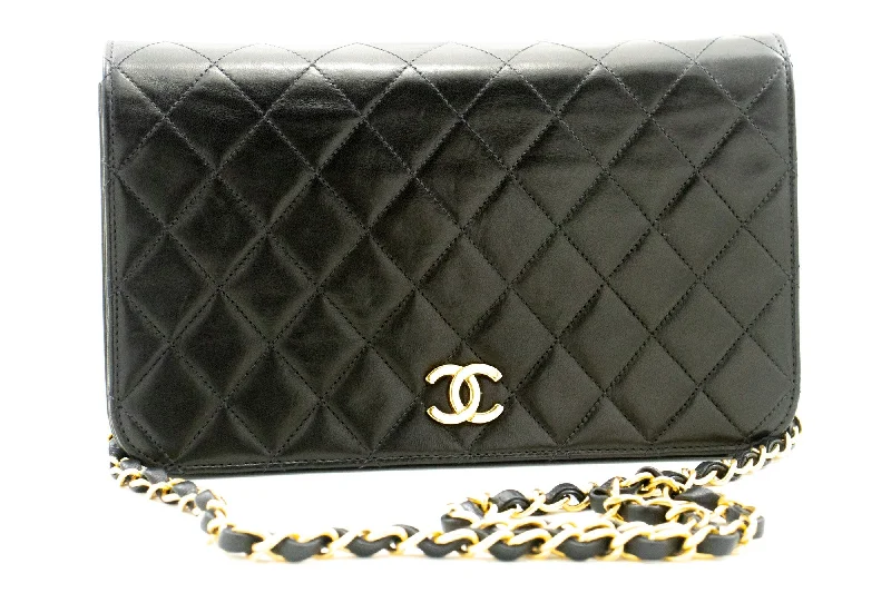 Chanel Handbag with Adjustable Strap for ComfortChanel Handbag with Adjustable Strap for ComfortCHANEL Full Flap Chain Shoulder Bag Clutch Black Quilted Lambskin