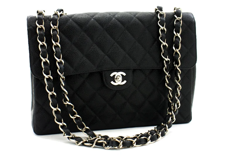 Chanel New Arrival Handbag with Gold HardwareChanel New Arrival Handbag with Gold HardwareCHANEL Classic Large 11" Chain Shoulder Bag Black Grained Calfskin