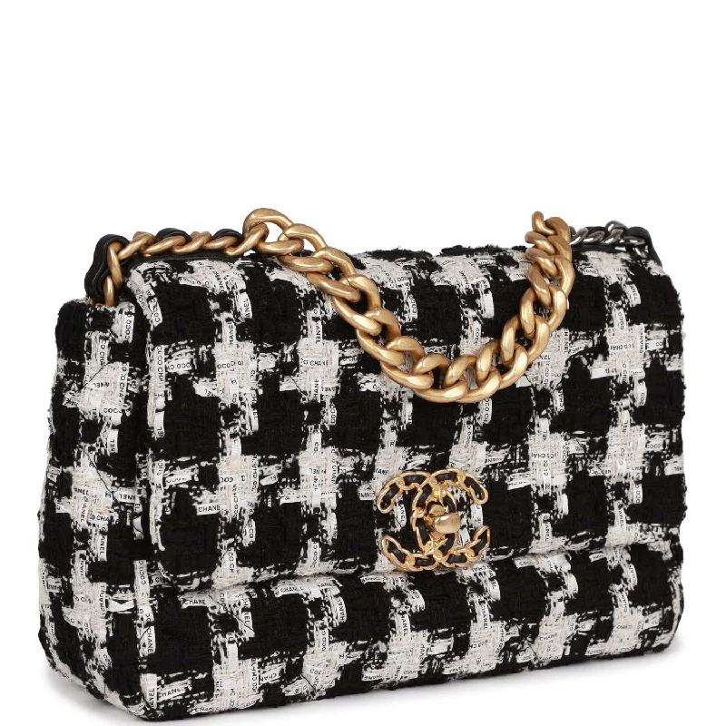 Chanel New Arrival Handbag with Gold HardwareChanel New Arrival Handbag with Gold HardwarePre-owned Chanel Medium 19 Flap Bag Black and White Tweed Mixed Hardware