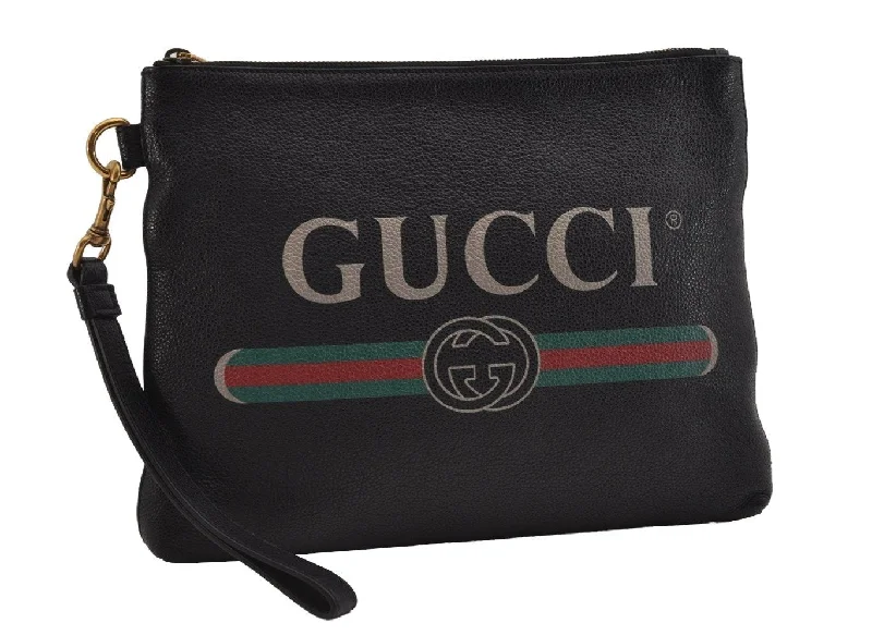 Gucci Marmont bags for women with gold - toned hardwareAuthentic GUCCI Portfolio Clutch Hand Bag Purse Leather 572770 Black 3142I