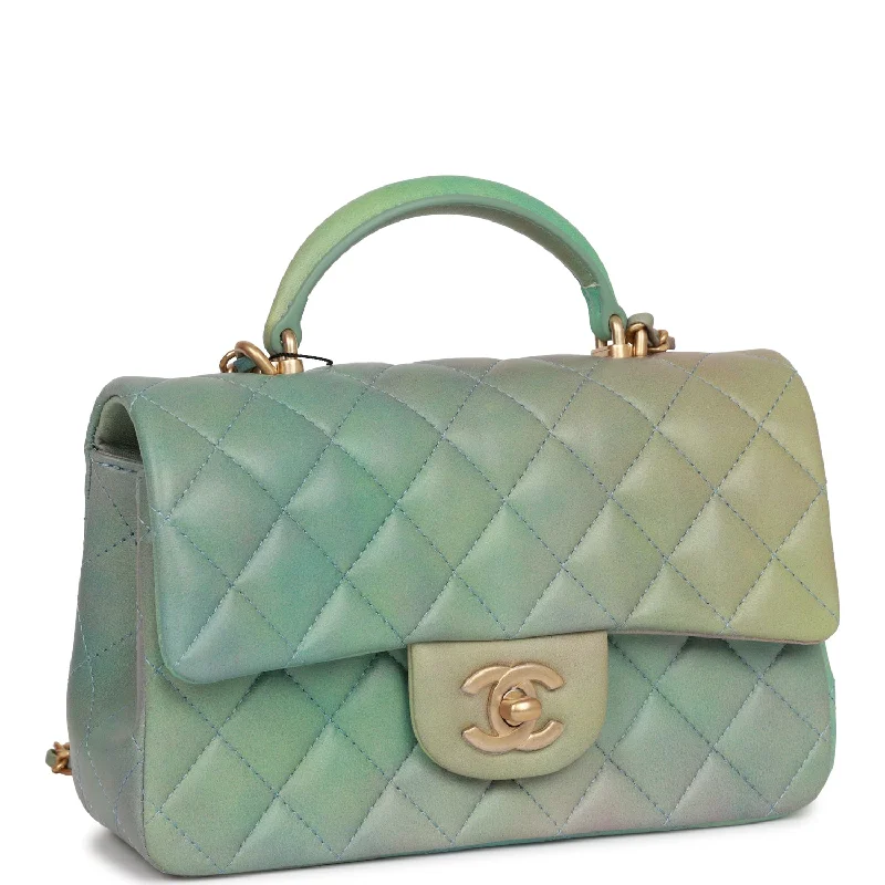 Chanel Luxury Handbag for High - End EventsChanel Luxury Handbag for High - End EventsChanel Mini Rectangular Flap Bag with Top Handle Green Ombre Lambskin Antique Gold Hardware