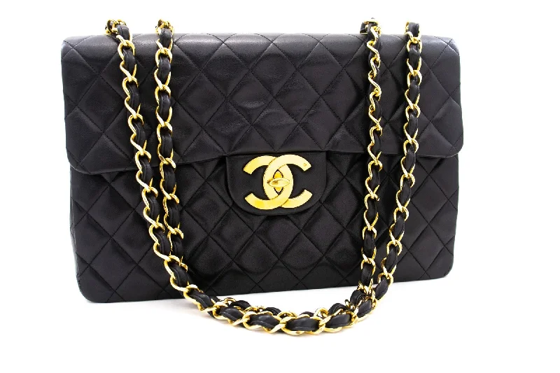 Chanel Quilted Leather Shoulder Bag for FashionistasChanel Quilted Leather Shoulder Bag for FashionistasCHANEL Classic Large 13" Flap Chain Shoulder Bag Black Lambskin