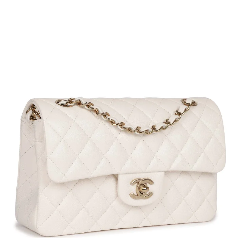 Chanel Luxury Handbag for High - End EventsChanel Luxury Handbag for High - End EventsChanel Small Classic Double Flap Bag White Caviar Light Gold Hardware