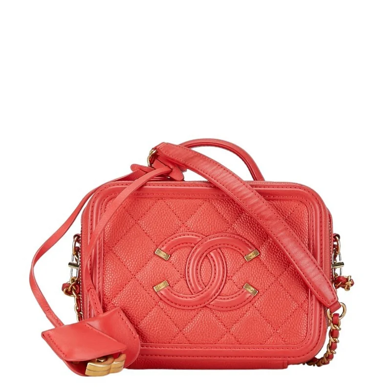 Chanel Luxury Handbag for High - End EventsChanel Luxury Handbag for High - End EventsChanel Coco Mark CC Figurine Chain Shoulder Bag Red Gold Leather Women's CHANEL