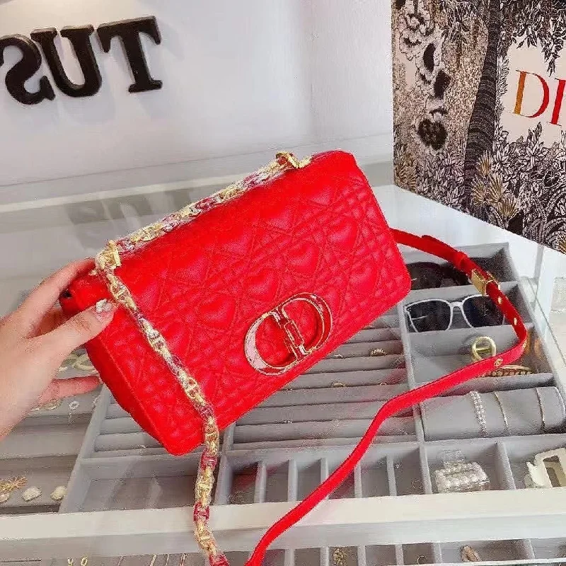 Stylish Christian Dior shoulder bags with a tassel - adorned zipperChristian Dior Caro Bag Red