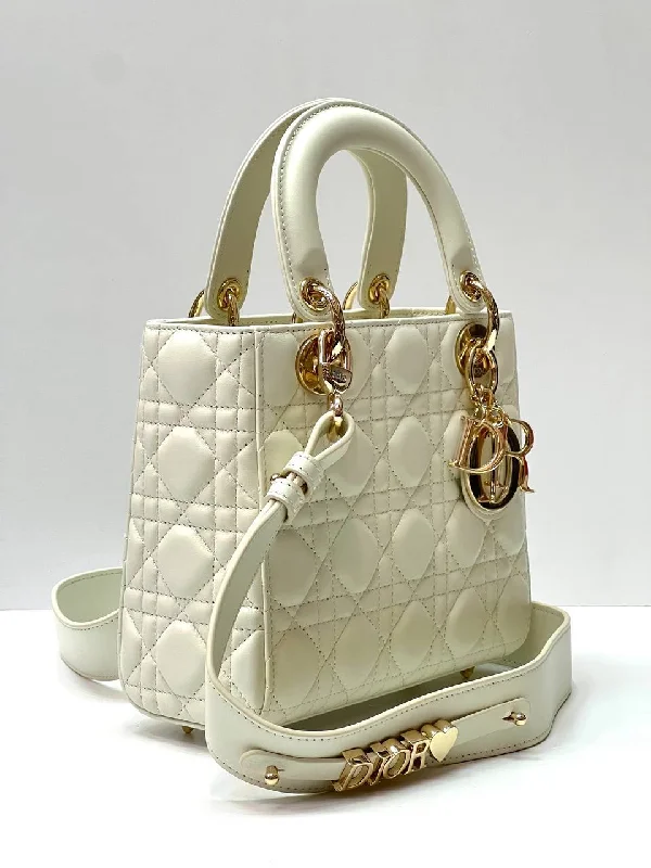 Christian Dior handbags with a snap - button closure and a decorative buckleChristian Dior LADY DIOR MY ABCDior white