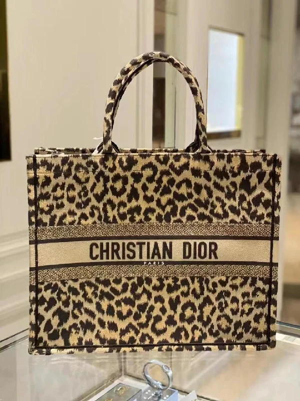 Christian Dior backpacks with a sleek, minimalist silhouetteChristian Dior Leopard Print Tote Bag For Women