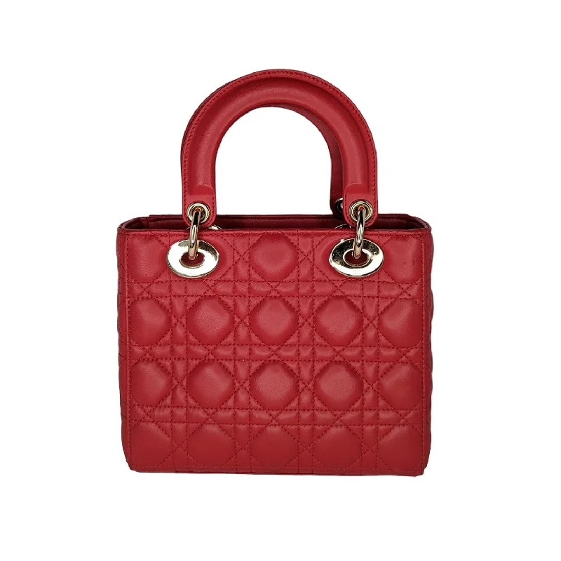 Christian Dior backpacks with a sleek, minimalist silhouetteChristian Dior Red Cannage Lambskin Small Lady Dior Bag