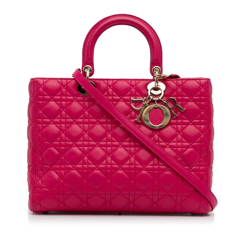 Christian Dior handbags with a removable shoulder strap for versatilityDior Lady Dior Large Pink Cannage Quilted Leather