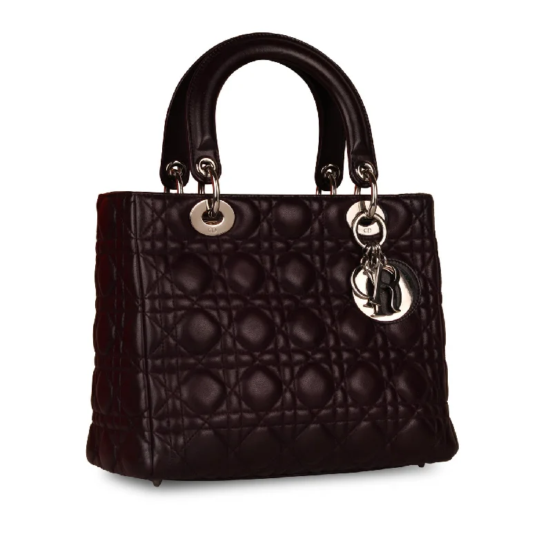 Christian Dior bags with a zip - top closure and multiple compartmentsLady Dior - Purple Cannage