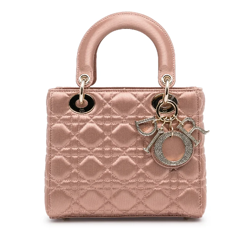 Christian Dior bags with a zip - top closure and multiple compartmentsDior Lady Dior Small Pink Satin Gold