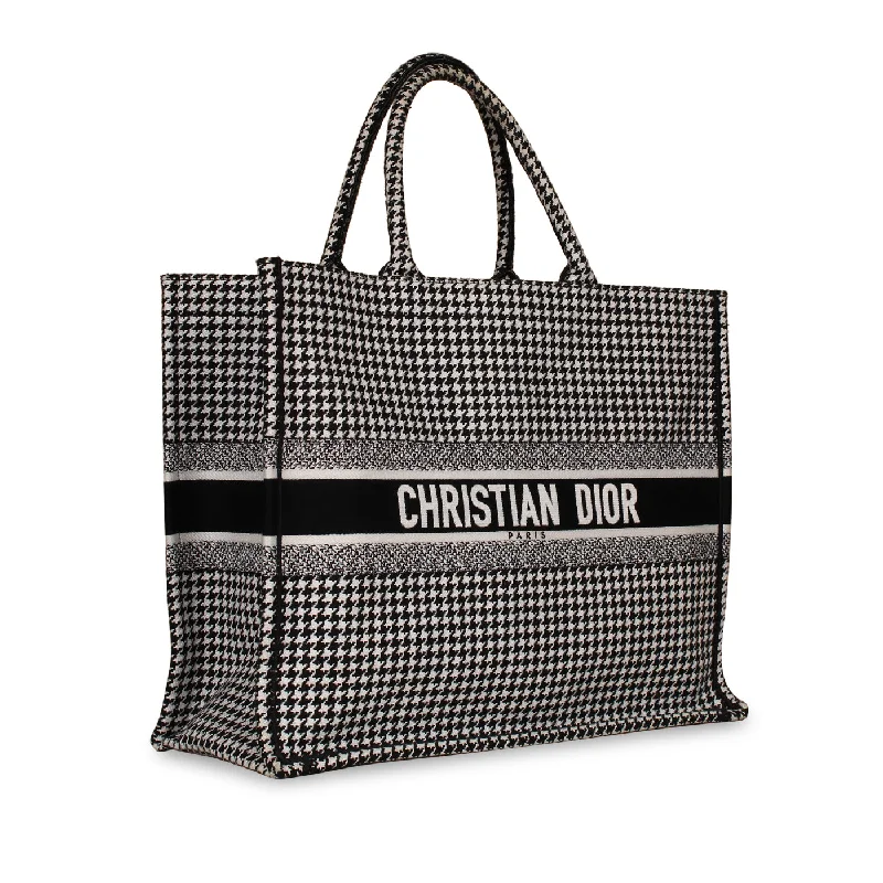 Christian Dior handbags with a snap - button closure and a decorative buckleLarge Dior Book Tote -  Houndstooth