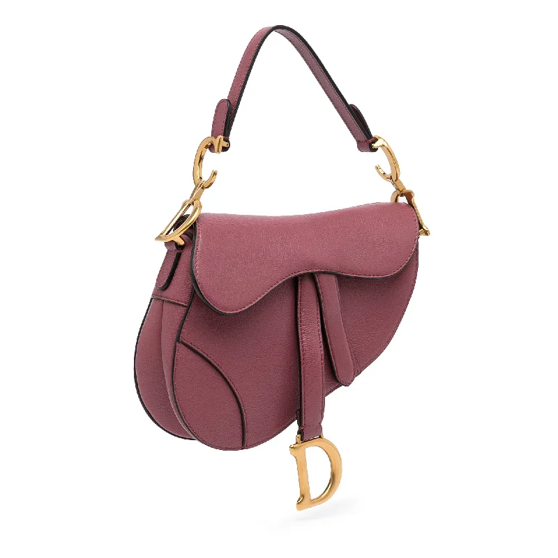 Christian Dior handbags with a back - pocket for quick storageDior Saddle Bag Mini Pink Calfskin