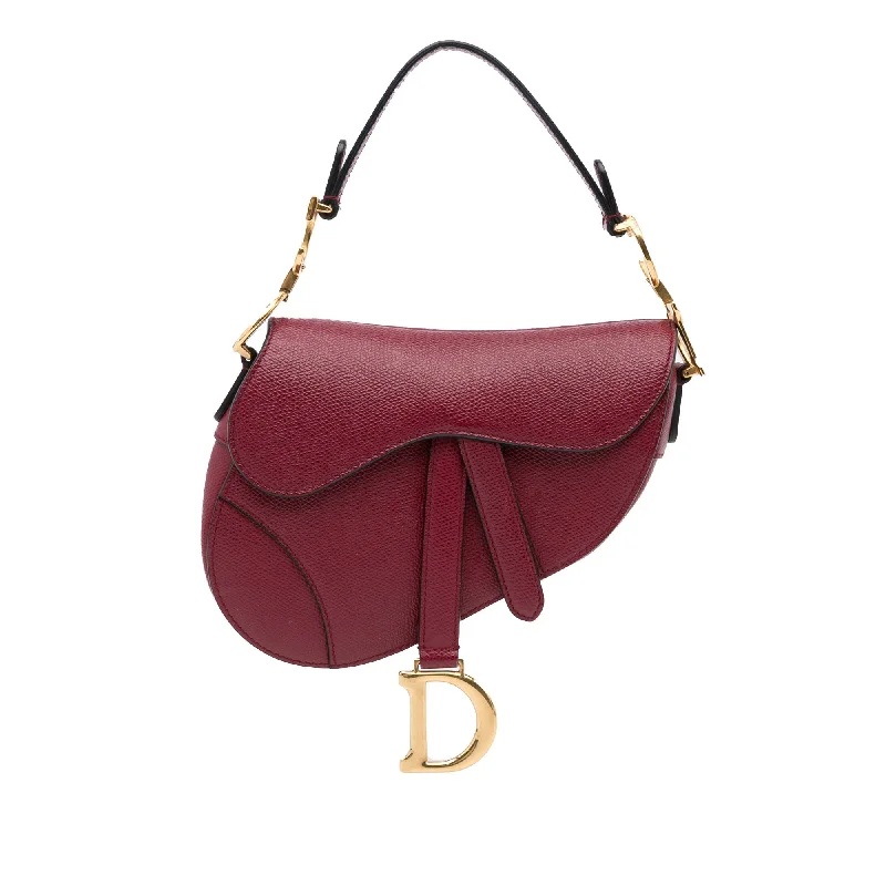 High - fashion Christian Dior bags with a geometric patternDior Saddle Bag Mini Red Calfskin