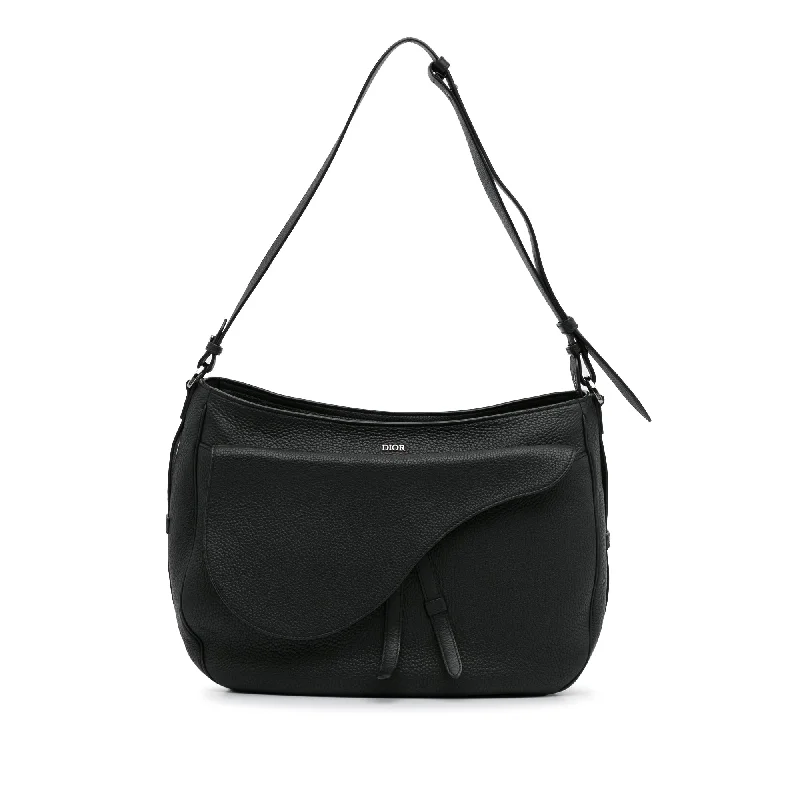 Contemporary Christian Dior handbags with a unique shapeDior Soft Saddle Bag Black Calfskin