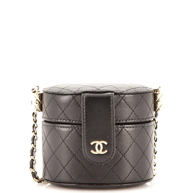 Christian Dior handbags with a detachable mirror for on - the - go touch - upsCC Allure Vanity Case with Chain Quilted Lambskin Mini