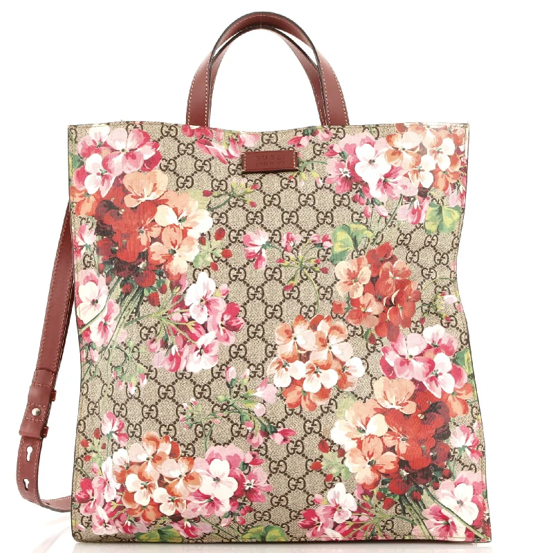 Christian Dior Saddle bags with a distressed leather finishConvertible Soft Open Tote Blooms Print GG Coated Canvas Tall