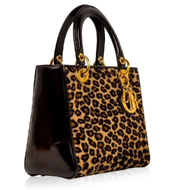 Christian Dior crossbody bags with a front - flap pocket for easy accessLady Dior Medium - Leopard Fur