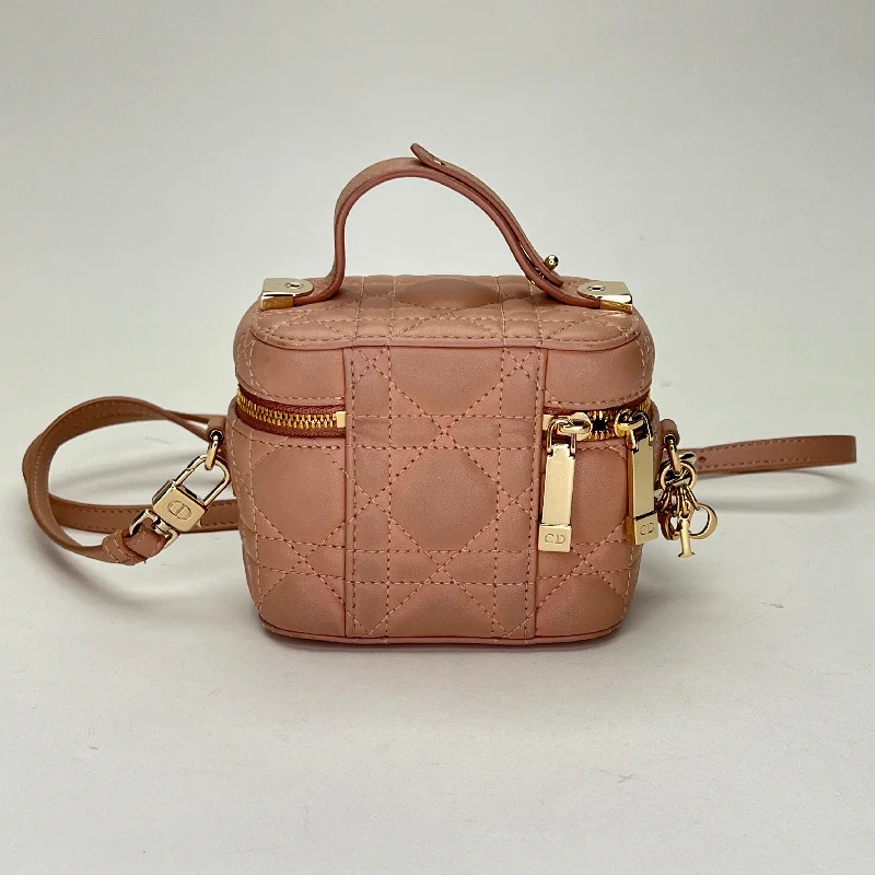 Trendsetting Christian Dior crossbody bags with a colorful strapLady Dior Micro Pink Vanity Bag in Lambskin, Gold hardware