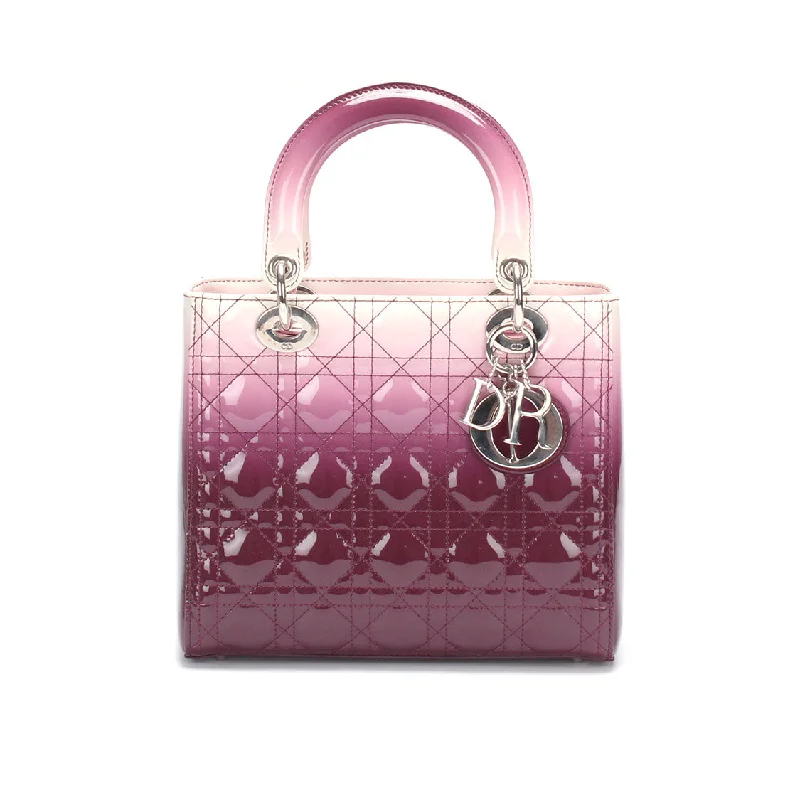 Christian Dior handbags with a removable shoulder strap for versatilityLady Dior patent leather handbag