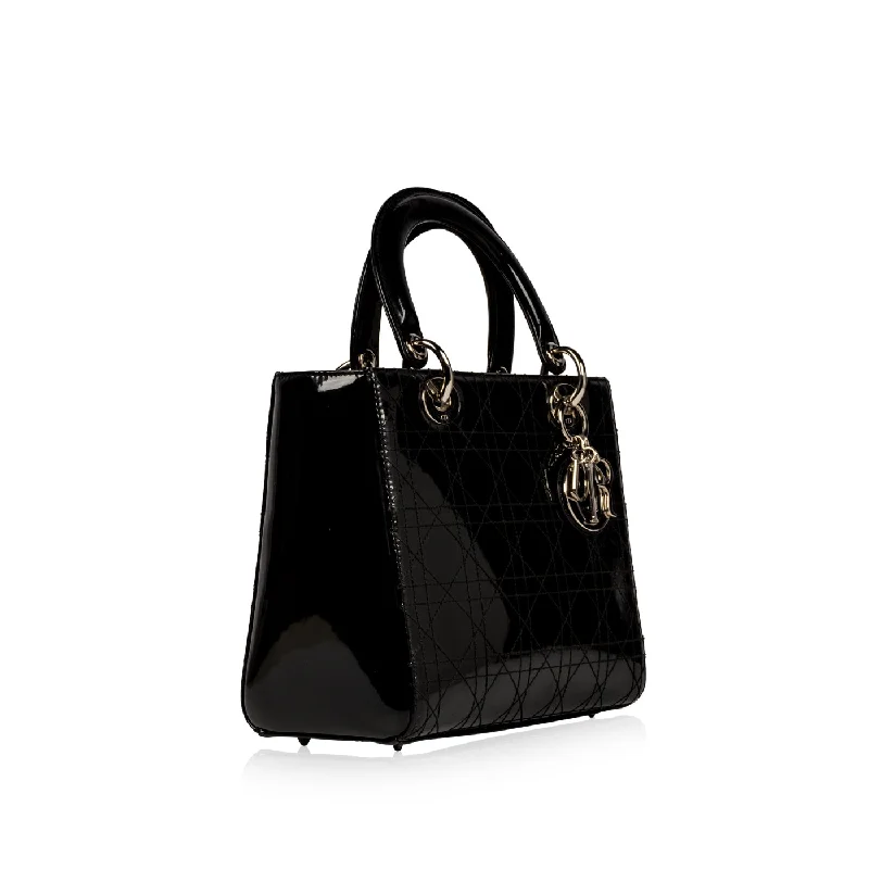 Fashion - forward Christian Dior tote bags for the modern womanLady Dior Black Patent Leather Medium