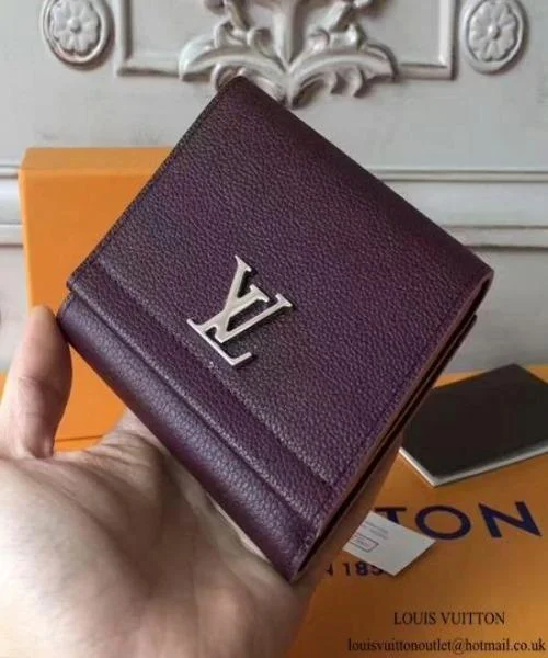 Small - sized Louis Vuitton Pochette Metis bags for a compact carryLouis Vuitton LockMe II Compact Wallet Taurillon Leather Prune<