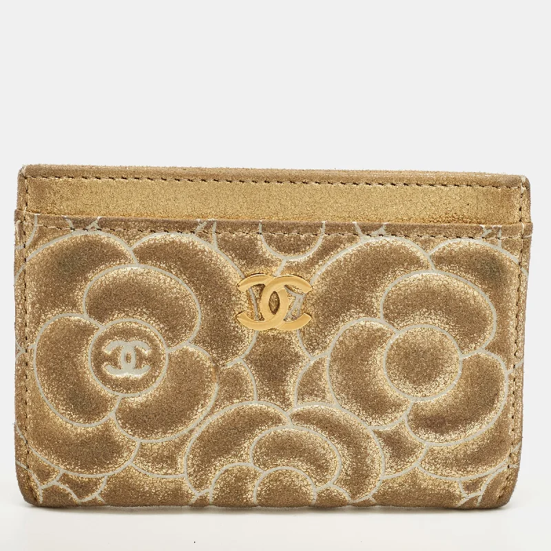 Chanel Quilted Leather Shoulder Bag for FashionistasChanel Quilted Leather Shoulder Bag for FashionistasCHANEL Gold Suede Camellia Embossed Classic Card Holder